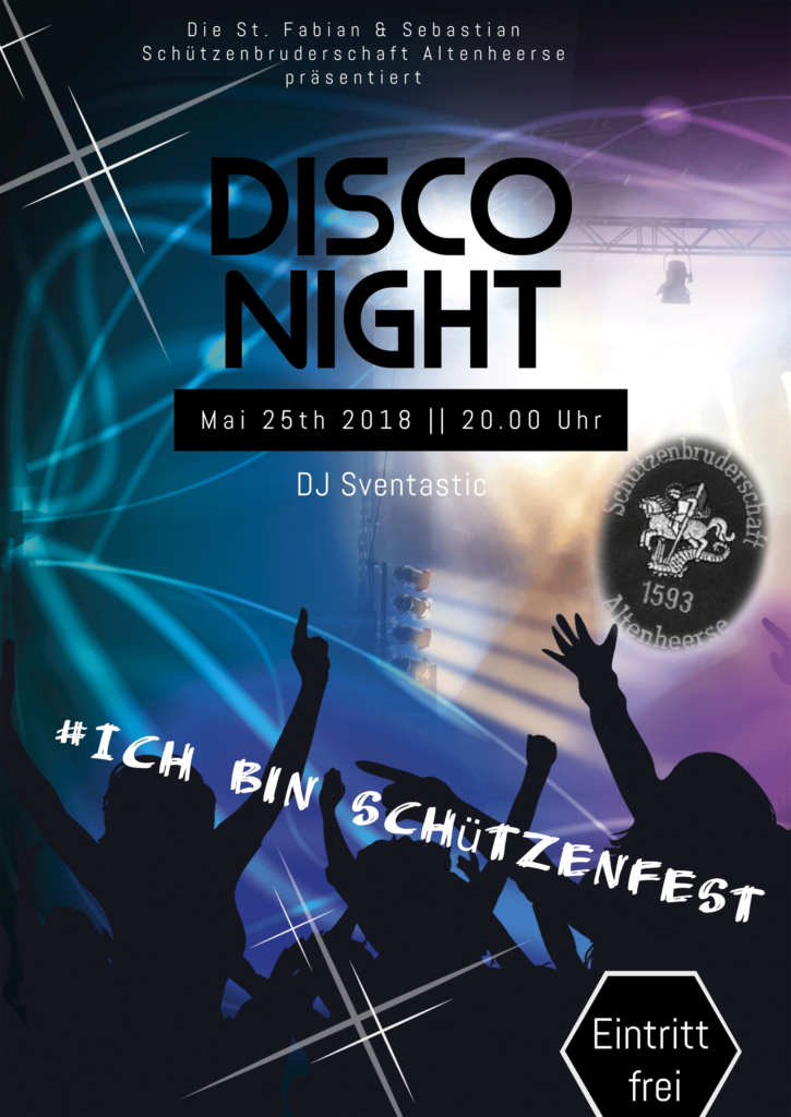 Disco-Abend am 25. Mai 2018 im Festzelt auf dem Sportplatz