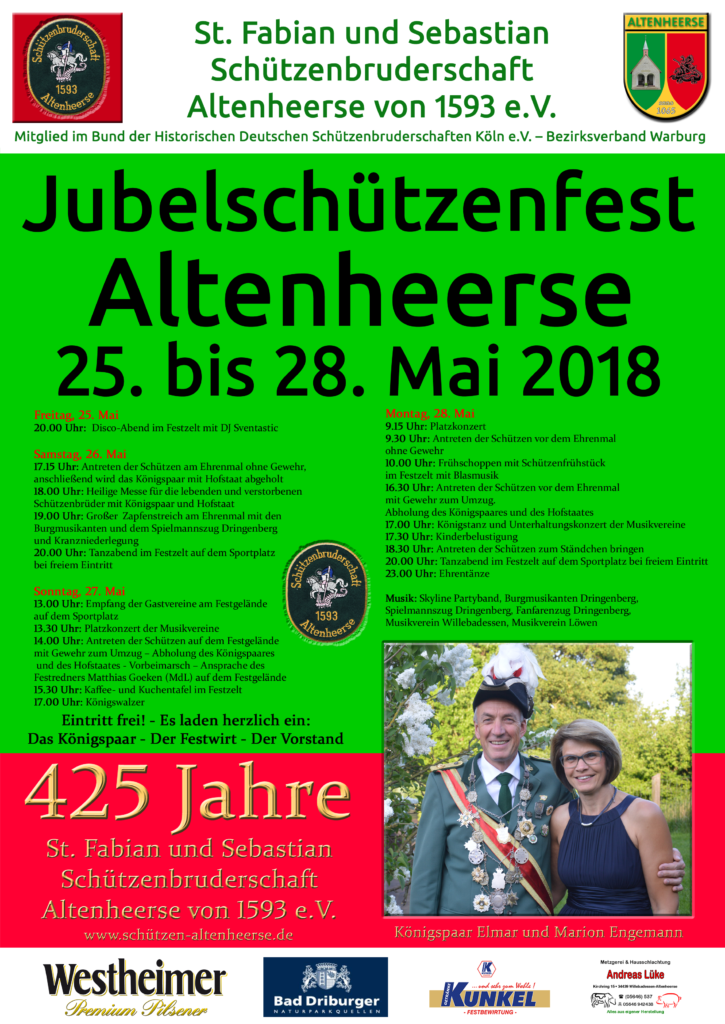 Jubelfest 425 Jahre Schützenbruderschaft - Plakat